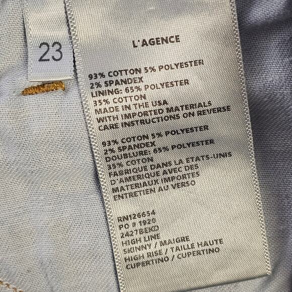 L'AGENCE Highline Distressed Skinny Jeans Size 23 High Rise Stretch Raw Hem Boho - Picture 7 of 11